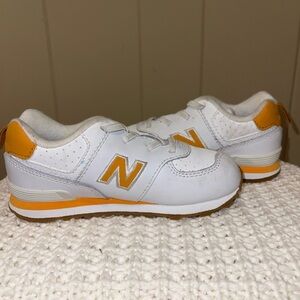 New Balance Kids' White and Orange Sneakers